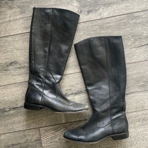 Kenneth Cole boots long black zip up boots leather riding boots